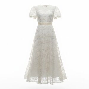 NEW Ivory Lace Overlay Formal Dress Short Sleeve Girls Size 16